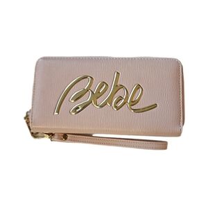 BEBE Gianna Dusty Rose Zip-Around Clutch Wallet